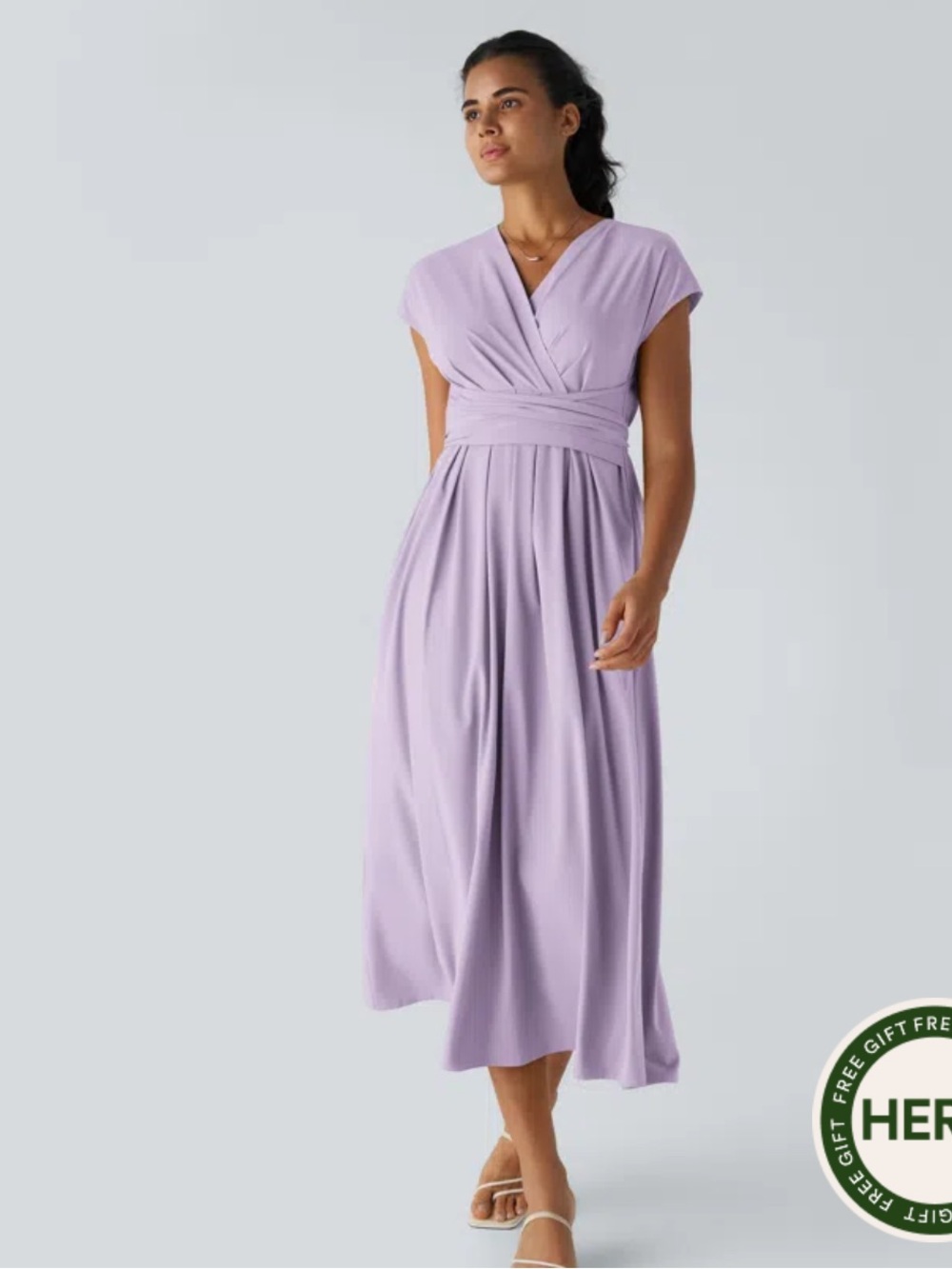 Halara Sz XL Breezeful lavanderV Neck Tie Back Quick Dry Midi Dress